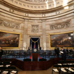 Preparations are made ahead of the inauguration of U.S. President-elect Donald Trump in the Rotunda of the U.S. Capitol on January 20, 2025 in Washington, DC. Donald Trump takes office for his second term as the 47th president of the United States. Chip Somodevilla/Pool via REUTERS