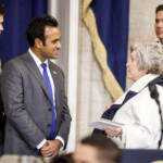 Businessman Vivek Ramaswamy (L) talks with incoming White House Chief of Staff Susie Wiles (R) while arriving for Donald Trump’s inauguration as the next President of the United States at the United States Capitol in Washington, DC, USA, 20 January 2025. Trump, who defeated Kamala Harris, is being sworn in today as the 47th president of the United States, though the planned outdoor ceremonies and events have been cancelled due to a forecast of extreme cold temperatures. SHAWN THEW/Pool via REUTERS