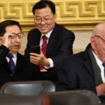Vice President of China Han Zheng (L) and Former Executive Chairman of Fox Corp Rupert Murdoch (R) attend the inauguration of U.S. President-elect Donald Trump in the Rotunda of the U.S. Capitol on January 20, 2025 in Washington, DC. Donald Trump takes office for his second term as the 47th president of the United States. Chip Somodevilla/Pool via REUTERS