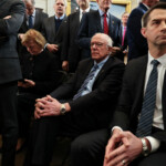 U.S. Sen. Bernie Sanders (I-VT) and U.S. Sen. Tom Cotton (R-AR) attend the inauguration of U.S. President-elect Donald Trump in the Rotunda of the U.S. Capitol on January 20, 2025 in Washington, DC. Donald Trump takes office for his second term as the 47th president of the United States. Chip Somodevilla/Pool via REUTERS