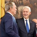 WASHINGTON, DC - JANUARY 20: Former U.S. Presidents George W. Bush and Bill Clinton arrive to the inauguration of U.S. President-elect Donald Trump in the Rotunda of the U.S. Capitol on January 20, 2025 in Washington, DC. Donald Trump takes office for his second term as the 47th president of the United States. Chip Somodevilla/Pool via REUTERS