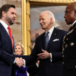 WASHINGTON, DC - JANUARY 20: U.S. Vice President-elect former Sen. J.D. Vance (R-OH) greets U.S. President Joe Biden as he arrives to the inauguration of U.S. President-elect Donald Trump in the Rotunda of the U.S. Capitol on January 20, 2025 in Washington, DC. Donald Trump takes office for his second term as the 47th president of the United States. Chip Somodevilla/Pool via REUTERS