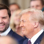 U.S. Vice President-elect J.D. Vance and U.S. President-elect Donald Trump react on the day of Trump's Presidential Inauguration at the Rotunda of the U.S. Capitol in Washington, U.S., January 20, 2025. REUTERS/Kevin Lamarque/Pool