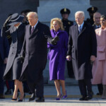First lady Melania Trump, President Donald Trump, outgoing United States President Joe Biden and first lady Dr. Jill Biden participate in the departure ceremony for the Bidens on the East Front of the United States Capitol in Washington, DC after the swearing-in of Donald Trump as President on January 20, 2025. Chris Kleponis/Pool via REUTERS