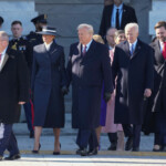 First lady Melania Trump, President Donald Trump, outgoing United States President Joe Biden and first lady Dr. Jill Biden participate in the departure ceremony for the Bidens on the East Front of the United States Capitol in Washington, DC after the swearing-in of Donald Trump as President on January 20, 2025. Chris Kleponis/Pool via REUTERS
