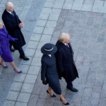 Jan 20, 2025; Washington, DC, USA; President Donald Trump and first lady Melania Trump leave the U.S. Capitol with former President Joe Biden and former first lady Jill Biden as they walk towards Marine One during the 2025 Presidential Inauguration at the U.S. Capitol. Jack Gruber/Pool via REUTERS