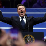 Tesla CEO and X owner Elon Musk gestures on stage as he prepares to speak inside the Capital One arena on the inauguration day of Donald Trump's second Presidential term, in Washington, U.S., January 20, 2025. REUTERS/Amanda Perobelli
