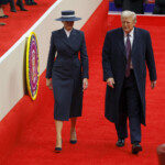 U.S. President Donald Trump and first lady Melania Trump arrive at Capital One arena on the inauguration day of Trump's second presidential term, in Washington, U.S., January 20, 2025. REUTERS/Brian Snyder