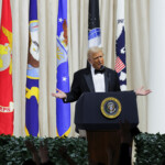 U.S. President Donald Trump speaks as he attends the Commander in Chief Ball in honor of his inauguration in Washington, U.S., January 20, 2025. REUTERS/Daniel Cole
