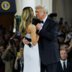 U.S. President Donald Trump and first lady Melania Trump dance at the Commander in Chief Ball in honor of his inauguration in Washington, U.S., January 20, 2025. REUTERS/Daniel Cole