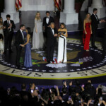 U.S. President Donald Trump, first lady Melania Trump, U.S. Vice President JD Vance, his wife Usha Vance, and their families attend the Starlight Ball in honor of the Inauguration of Donald Trump's second presidential term in Washington, U.S., January 21, 2025. REUTERS/Carlos Barria