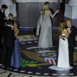 U.S. President Donald Trump, first lady Melania Trump, U.S. Vice President JD Vance, his wife Usha Vance, and their families attend the Starlight Ball in honor of the Inauguration of Donald Trump's second presidential term in Washington, U.S., January 21, 2025. REUTERS/Carlos Barria