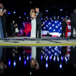 U.S. President Donald Trump, first lady Melania Trump, U.S. Vice President JD Vance, his wife Usha Vance, and their families dance during the Liberty Ball on Inauguration Day of Donald Trump's second presidential term in Washington, U.S., January 20, 2025. REUTERS/Carlos Barria