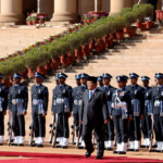 Indonesian President Prabowo Subianto inspects an honour guard during his ceremonial reception at the Rashtrapati Bhavan, in New Delhi, India, January 25, 2025. REUTERS/Altaf Hussain