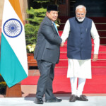 Indonesian President Prabowo Subianto and India's Prime Minister Narendra Modi shake their hands during a photo opportunity ahead of their meeting at the Hyderabad House in New Delhi, India, January 25, 2025. REUTERS/Altaf Hussain