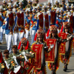 Members of the Indonesian military band march during India's Republic Day parade in New Delhi, India, January 26, 2025. REUTERS/Adnan Abidi