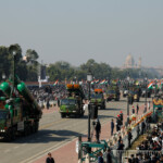 Indian military vehicles drive past during the Republic Day parade in New Delhi, India, January 26, 2025. REUTERS/Adnan Abidi