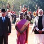 President Droupadi Murmu & PM Narendra Modi welcomed President Prabowo Subianto of Indonesia on his maiden State Visit to India. (Courtesy: @MEAIndia via X)