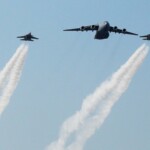 Indian Air Force aircraft fly past during the Republic Day parade