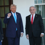U.S President Donald Trump welcomes Israeli Prime Minister Benjamin Netanyahu at the entrance of the White House in Washington, U.S., February 4, 2025. REUTERS/Leah Millis