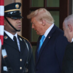 U.S President Donald Trump welcomes Israeli Prime Minister Benjamin Netanyahu at the entrance of the White House in Washington, U.S., February 4, 2025. REUTERS/Leah Millis