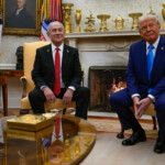 U.S. President Donald Trump and Israeli Prime Minister Benjamin Netanyahu meet at the White House in Washington, U.S., February 4, 2025. REUTERS/Elizabeth Frantz trump meets netanyahu