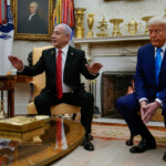 U.S. President Donald Trump and Israeli Prime Minister Benjamin Netanyahu meet at the White House in Washington, U.S., February 4, 2025. REUTERS/Elizabeth Frantz