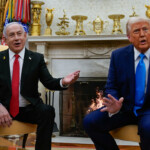 U.S. President Donald Trump and Israeli Prime Minister Benjamin Netanyahu meet at the White House in Washington, U.S., February 4, 2025. REUTERS/Elizabeth Frantz trump meets netanyahu