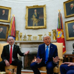 U.S. President Donald Trump and Israeli Prime Minister Benjamin Netanyahu meet at the White House in Washington, U.S., February 4, 2025. REUTERS/Elizabeth Frantz