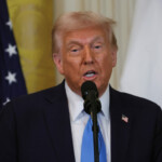 U.S. President Donald Trump speaks during a joint press conference with Israeli Prime Minister Benjamin Netanyahu in the East Room at the White House in Washington, U.S., February 4, 2025. REUTERS/Leah Millis