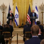 U.S. President Donald Trump and Israeli Prime Minister Benjamin Netanyahu hold a joint press conference in the East Room at the White House in Washington, U.S., February 4, 2025. REUTERS/Leah Millis