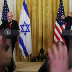 U.S. President Donald Trump and Israeli Prime Minister Benjamin Netanyahu answer questions during a joint press conference in the East Room at the White House in Washington, U.S., February 4, 2025. REUTERS/Leah Millis