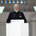 Indian Prime Minister Narendra Modi delivers a speech during the plenary session of the Artificial Intelligence (AI) Action Summit at the Grand Palais in Paris, France, February 11, 2025. REUTERS/Benoit Tessier