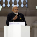 Indian Prime Minister Narendra Modi delivers a speech during the plenary session of the Artificial Intelligence (AI) Action Summit at the Grand Palais in Paris, France, February 11, 2025. REUTERS/Benoit Tessier