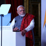 Indian Prime Minister Narendra Modi listens to the speech of French President Emmanuel Macron (not seen) during the closing session of the Franco-Indian Economic Forum at the Quai d'Orsay following the Artificial Intelligence (AI) Action Summit in Paris, France, February 11, 2025. REUTERS/Abdul Saboor/Pool