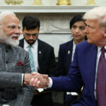 U.S. President Donald Trump and Indian Prime Minister Narendra Modi shake hands, at the White House in Washington, D.C., U.S., February 13, 2025. REUTERS/Kevin Lamarque