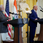 U.S. President Donald Trump holds a joint press conference with Indian Prime Minister Narendra Modi at the White House in Washington, D.C., U.S., February 13, 2025. REUTERS/Nathan Howard