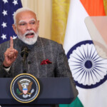Indian Prime Minister Narendra Modi speaks during a joint press conference with U.S. President Donald Trump at the White House in Washington, D.C., U.S., February 13, 2025. REUTERS/Kevin Lamarque
