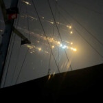 A view shows debris streaking through the sky, after SpaceX's Starship spacecraft tumbled and exploded in space, in Hog Cay, Bahamas, March 6, 2025, in this screen grab obtained from social media video. X @GeneDoctorB/via REUTERS