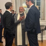 PM Narendra Modi interacts with French President Emmanuel Macron and US Vice President JD Vance