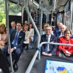 Commissioners of the European Commission traveled to Hyderabad House on a bus powered by hydrogen fuel cell technology