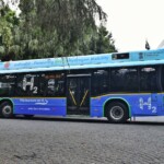 Commissioners of the European Commission traveled to Hyderabad House on a bus powered by hydrogen fuel cell technology