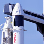 SpaceX's Falcon 9 rocket, is prepared for carrying NASA's Crew-10 astronauts to the International Space Station at the Kennedy Space Center in Cape Canaveral, Florida, U.S., March 14, 2025. REUTERS/Joe Skipper