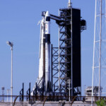 SpaceX's Falcon 9 rocket, is prepared for carrying NASA's Crew-10 astronauts to the International Space Station at the Kennedy Space Center in Cape Canaveral, Florida, U.S., March 14, 2025. REUTERS/Joe Skipper