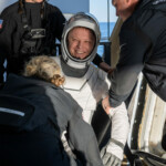 Roscosmos cosmonaut Aleksandr Gorbunov is helped out of a SpaceX Dragon spacecraft onboard the SpaceX recovery ship MEGAN after he, NASA astronauts Nick Hague, Suni Williams, and Butch Wilmore, landed in the water off the coast of Tallahassee, Florida, Tuesday, March 18, 2025.NASA/Keegan Barber/ Handout via REUTERS