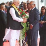 Mauritius President Dharambeer Gokhool conferred the Grand Commander of the Order of the Star and Key of the Indian Ocean on PM Narendra Modi