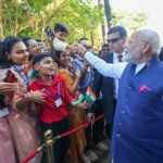 PM Modi receives a warm welcome from the Indian community in Mauritius