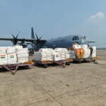 First tranche of humanitarian aid from India reached the Yangon Airport in Myanmar. (Source: MEA)