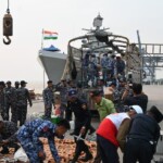 50 tonnes HADR relief material carried by INS Satpura & INS Savitri handed over by Amb Abhay Thakur at Yangon.