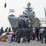 50 tonnes HADR relief material carried by INS Satpura & INS Savitri handed over by Amb Abhay Thakur at Yangon.